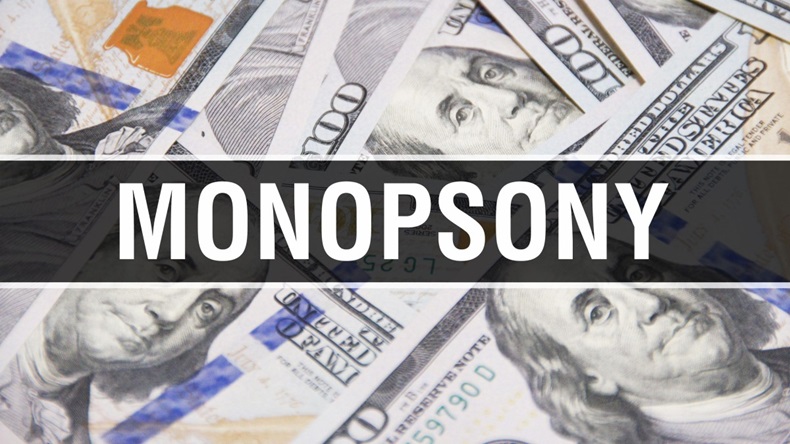 Monopsony text over $100 bills