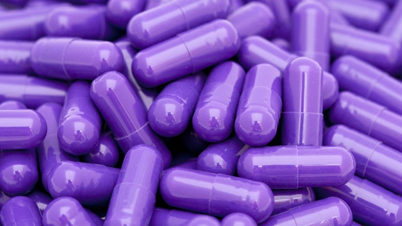 Purple pills, capsules