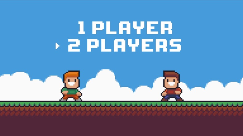 Video Game Pixel Art Two Players