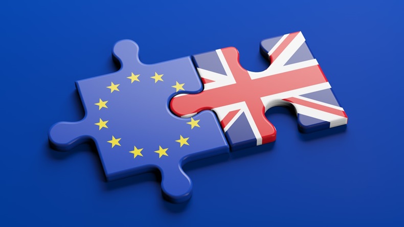UK EU Flags Jigsaw Pieces Brexit