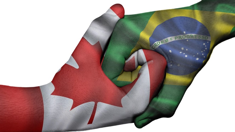 Deal Handshake Brazil Canada Flags