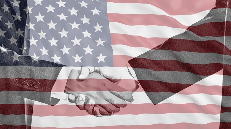 US Flag Handshake Deal