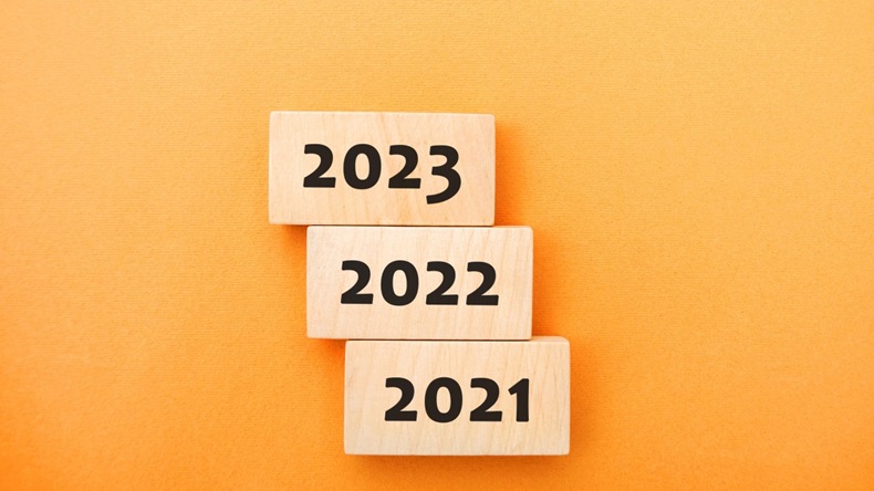 Wooden blocks 2021, 2022, 2023