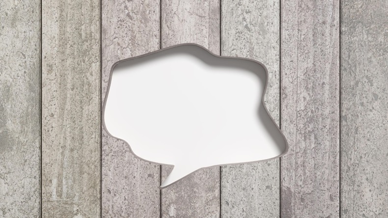 Carved out speech bubble wood