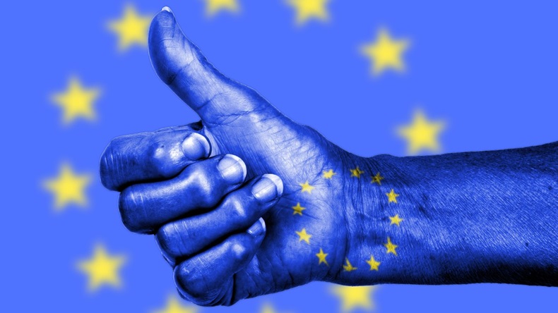 EU flag Europe thumbs up
