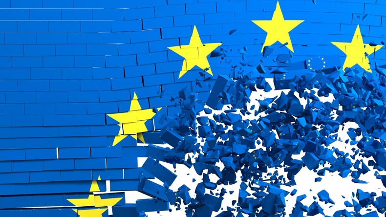 EU Flag Brick Wall Exploded