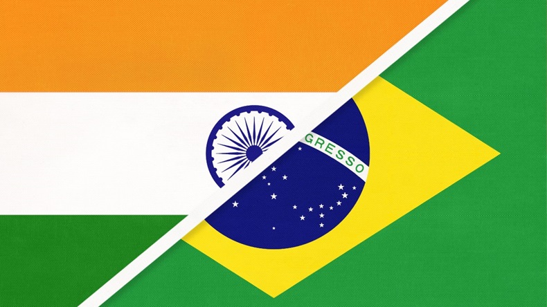 India and Brazil flags