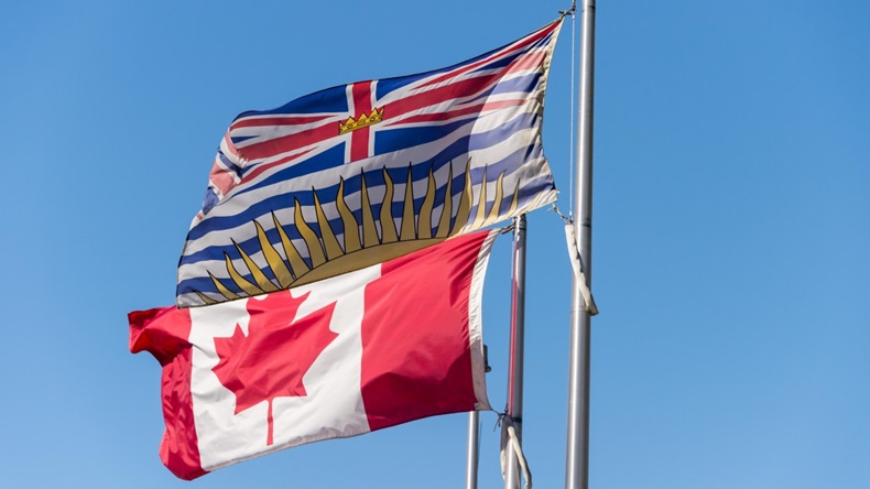 British Columbia and Canada flags