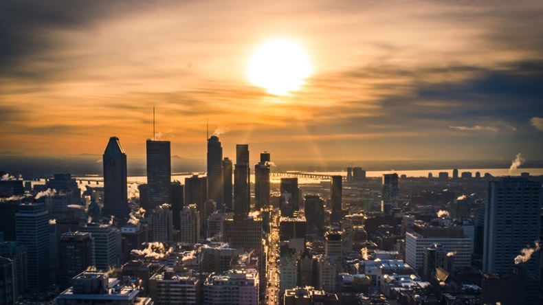 Montreal skyline sunrise photo dawn