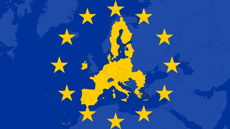 Flag of the European Union with the EU-member countries highlighted in yellow