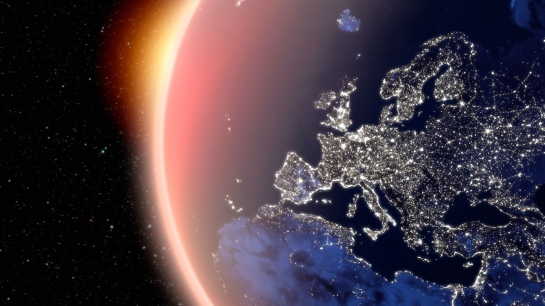 Europe from space sunrise new dawn