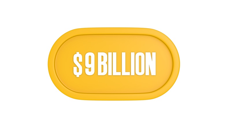 $9bn nine billion dollars yellow icon