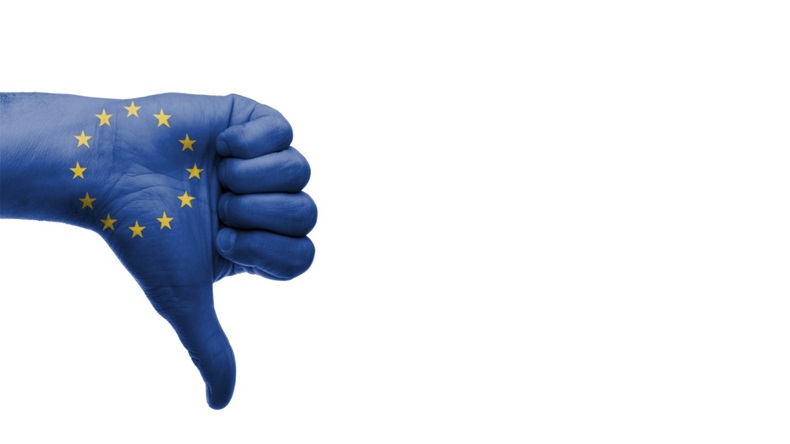EU flag thumbs down