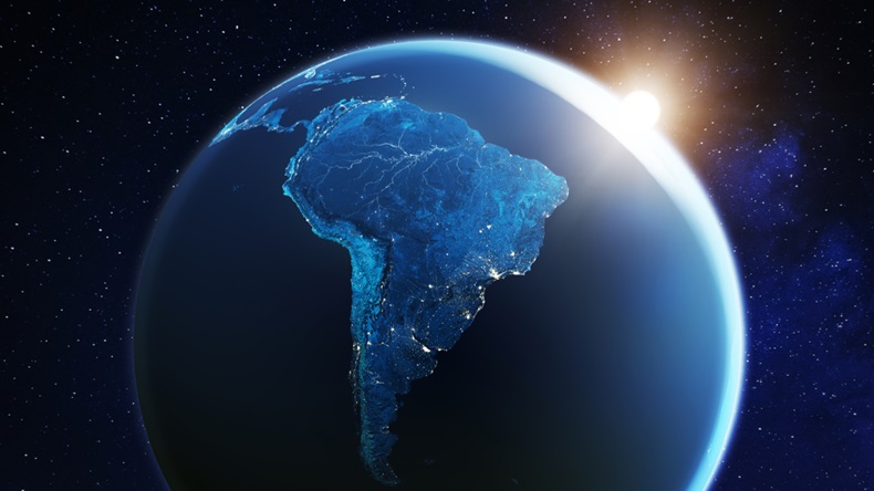 Latin America globe from space