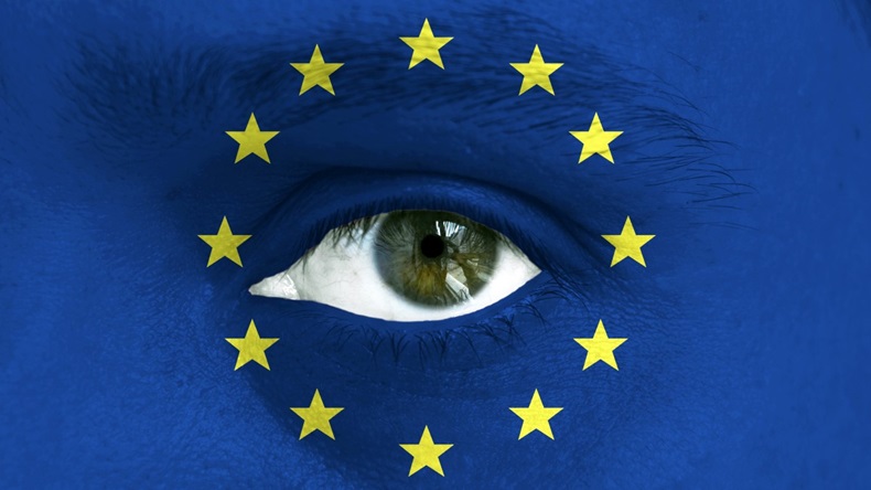 EU Flag Eye Close-Up