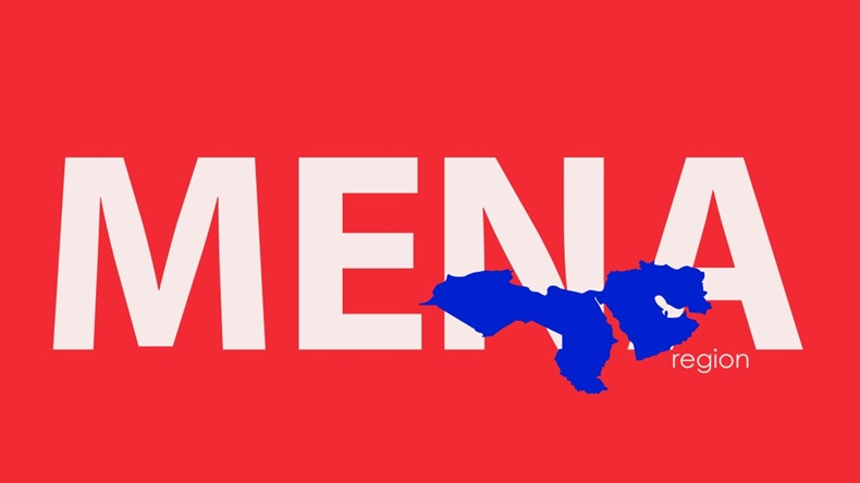 MENA Region Red Background Map