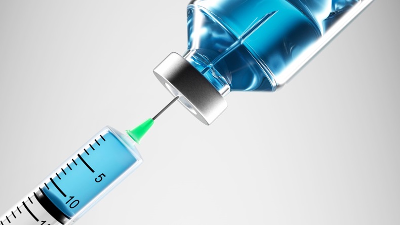 Injectable syringe vial blue liquid