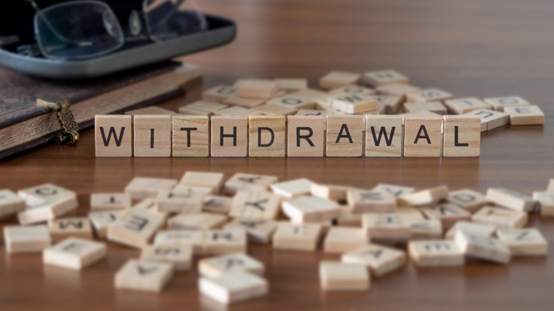 Withdrawal wooden blocks letters