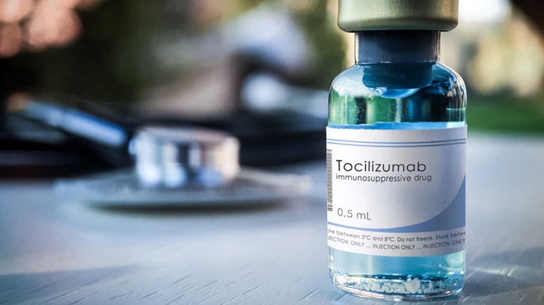 Vial labelled tocilizumab 