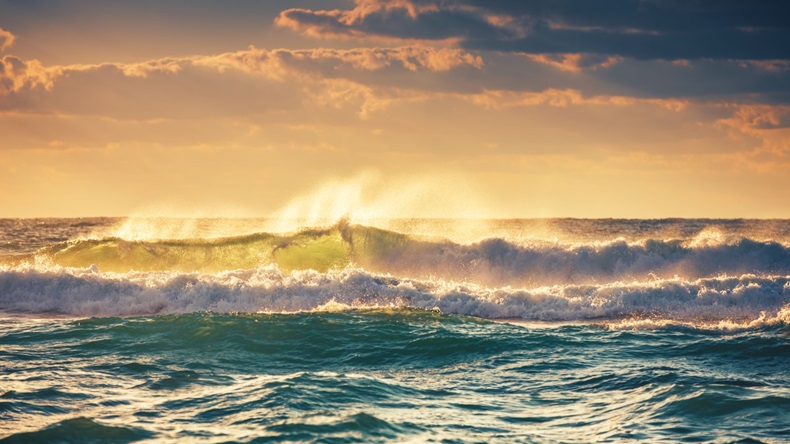 Waves Beach Horizon Sunset