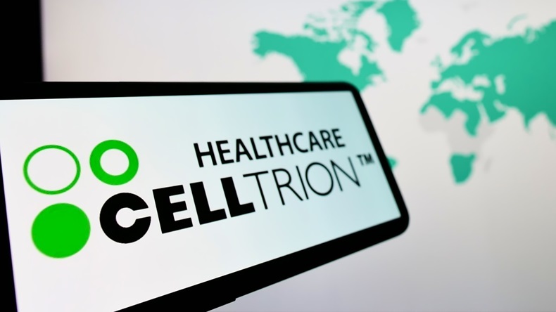 Celltrion logo on screen with map