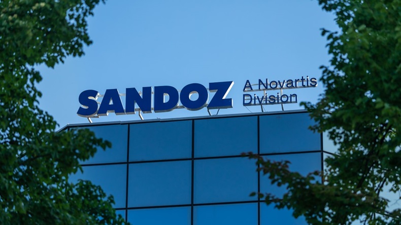 Sandoz logo on building