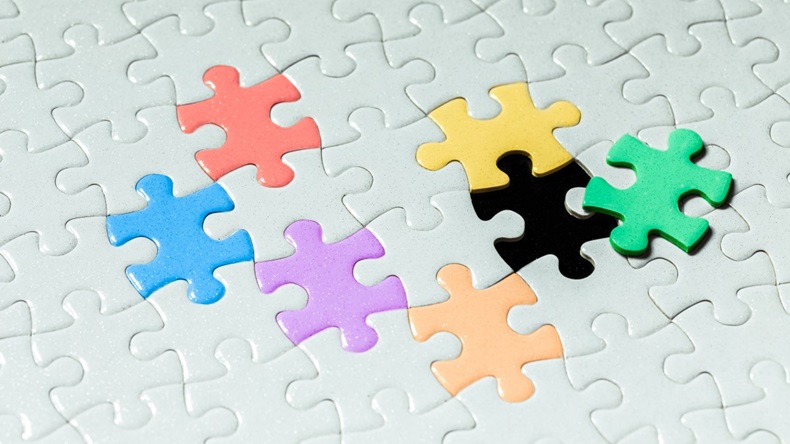 Jigsaw pieces color white