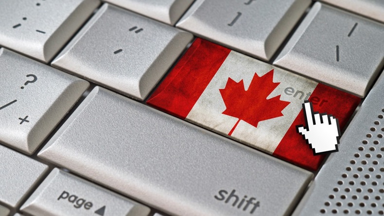 Enter button on keyboard with Canadian flag