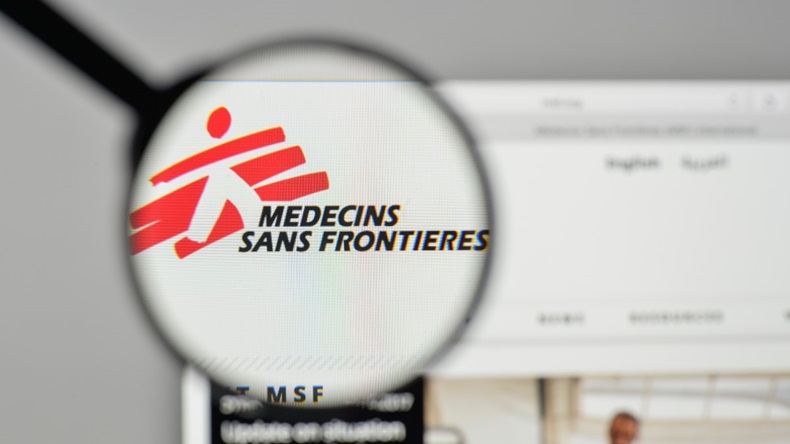 MSF logo on website through magnifying glass