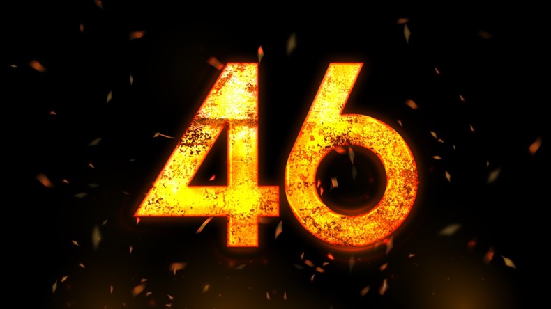 Number 46 made of hot molten metal