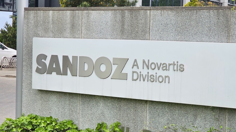 Company sign reading Sandoz A Novartis Division