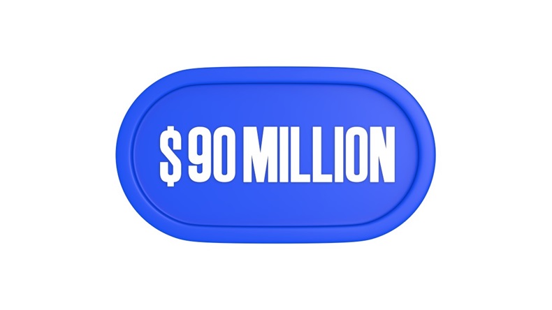$90 million icon in blue