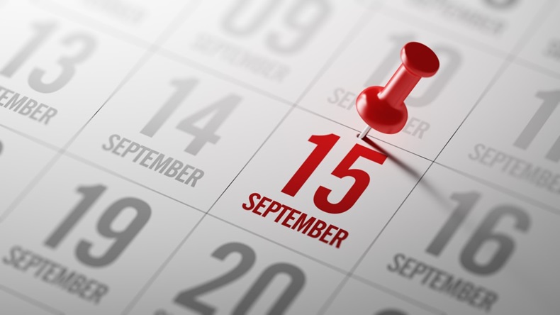 15 September pinned on calendar
