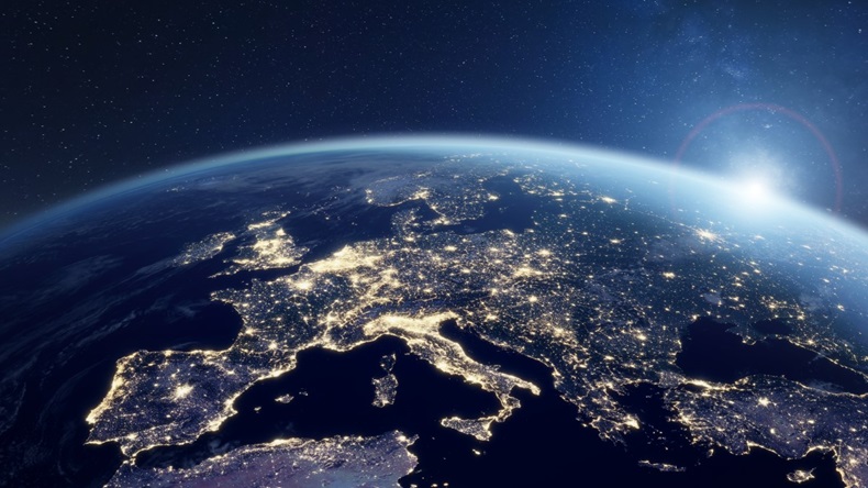 Europe by night, seen from space