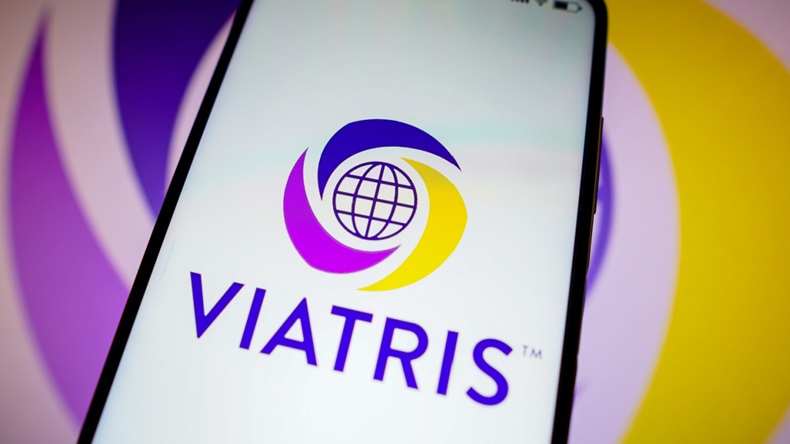 Viatris logo on mobile phone screen
