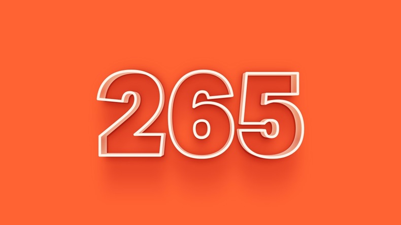 265 number on orange background