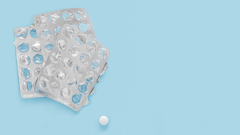 Empty blister pack of tablets, drug shortage concept