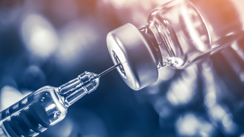 Syringe needle in vial, biosimilar concept