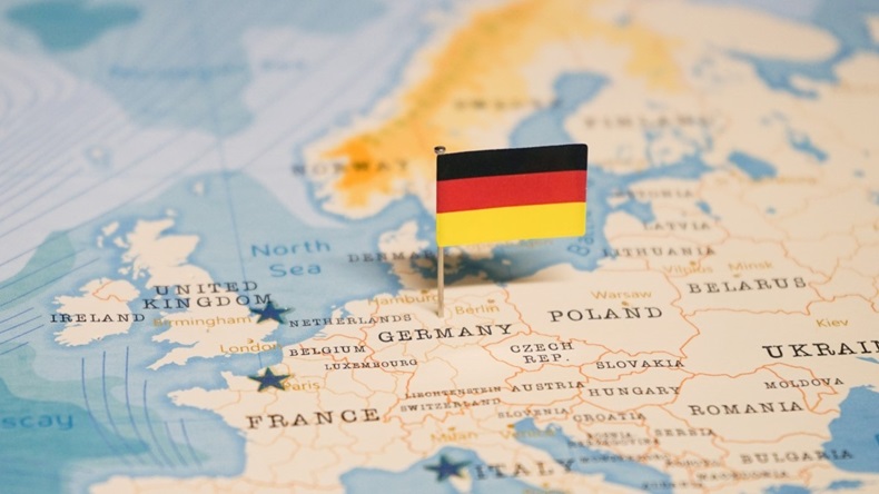 The Flag of Germany on the World Map.