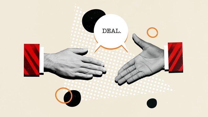 Collage illustration of handshaking