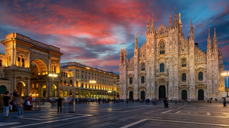 Milan square and cathedral