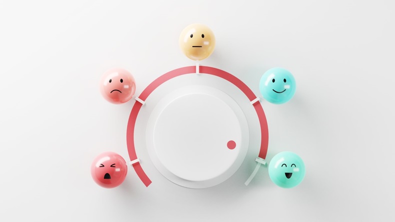 Dial showing emojis from sad to happy