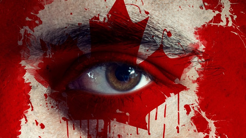 Canada flag painted over eye