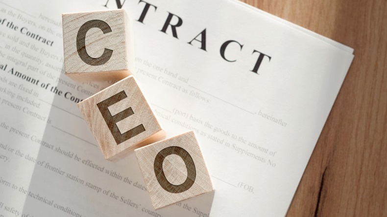 CEO contract spelled out in wooden blocks