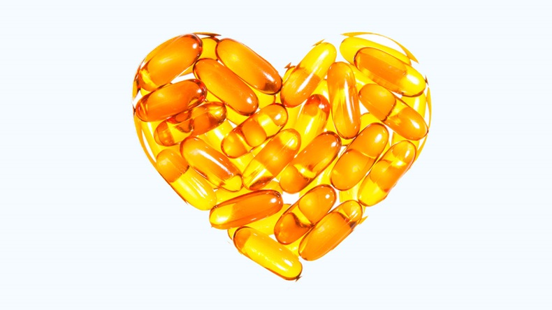 heart shape of Fish oil, soft capsule, omega, supplement isolated on white background,healthy product concept - Image 