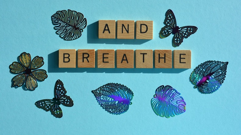 Breathe spelt out in wooden blocks