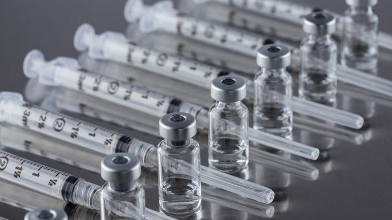Vials of drugs with syringes